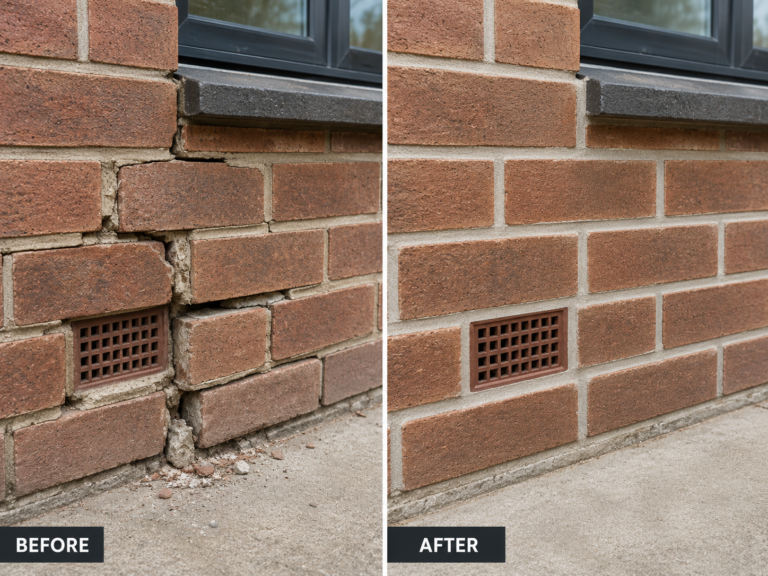 Professional brick repair and restoration, bringing damaged masonry back to a strong, seamless finish.